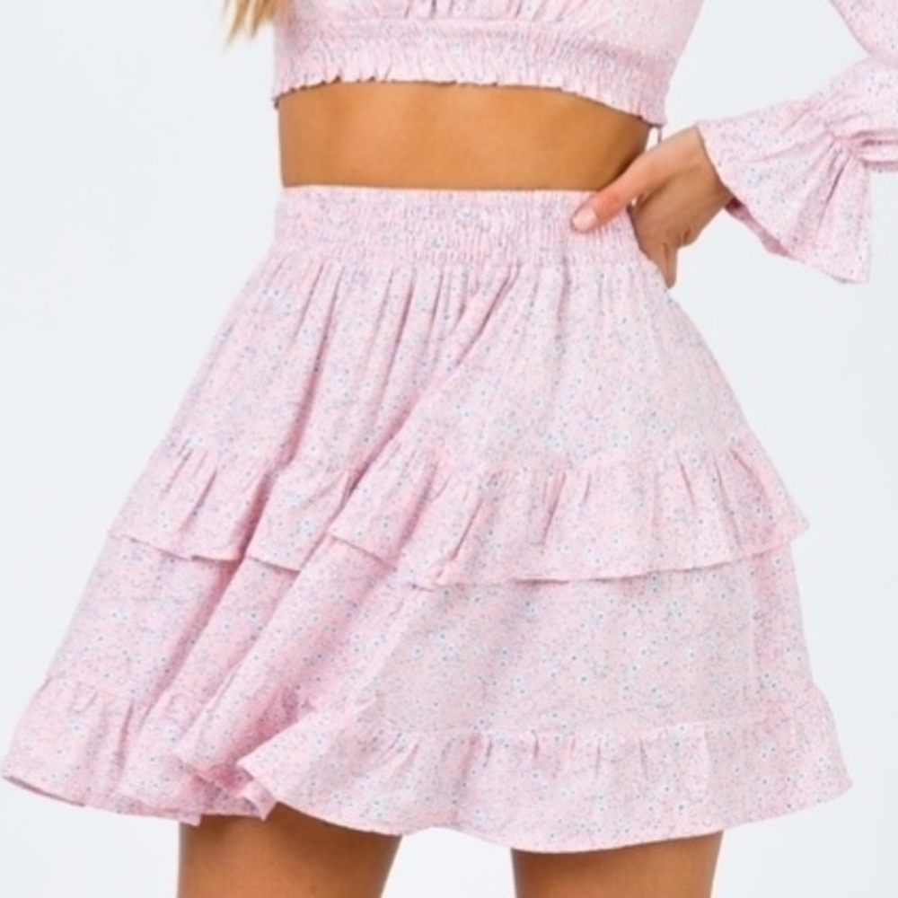 Princess Polly Susanna Pink Floral Skirt Pull-on Elastic Waist Us6